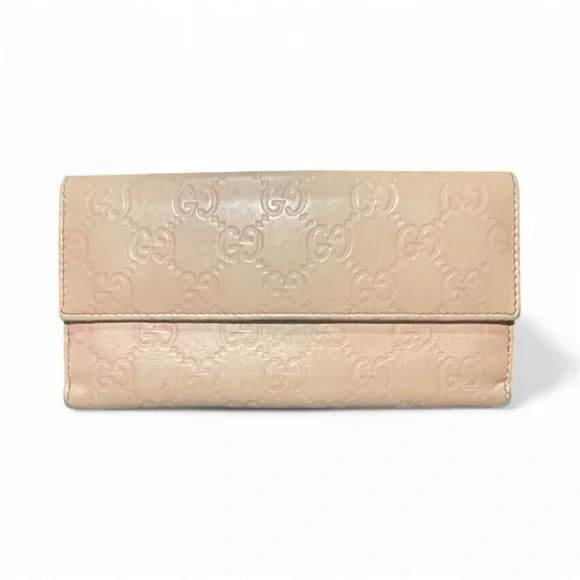 Light Pink Gucci Guccissima Embossed Leather Wallet - Picture 1 of 6